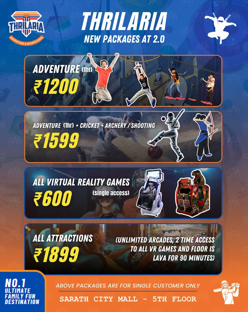 Thrilaria 2.0 Adventure Packages: Ultimate VR Gaming & Adventure Experience