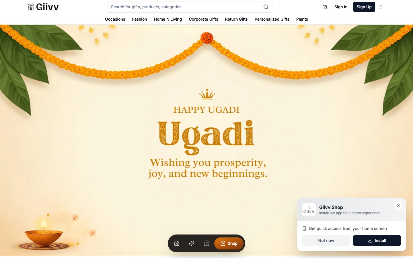 giivv.com Ugadi occasion landing page built with the page builder