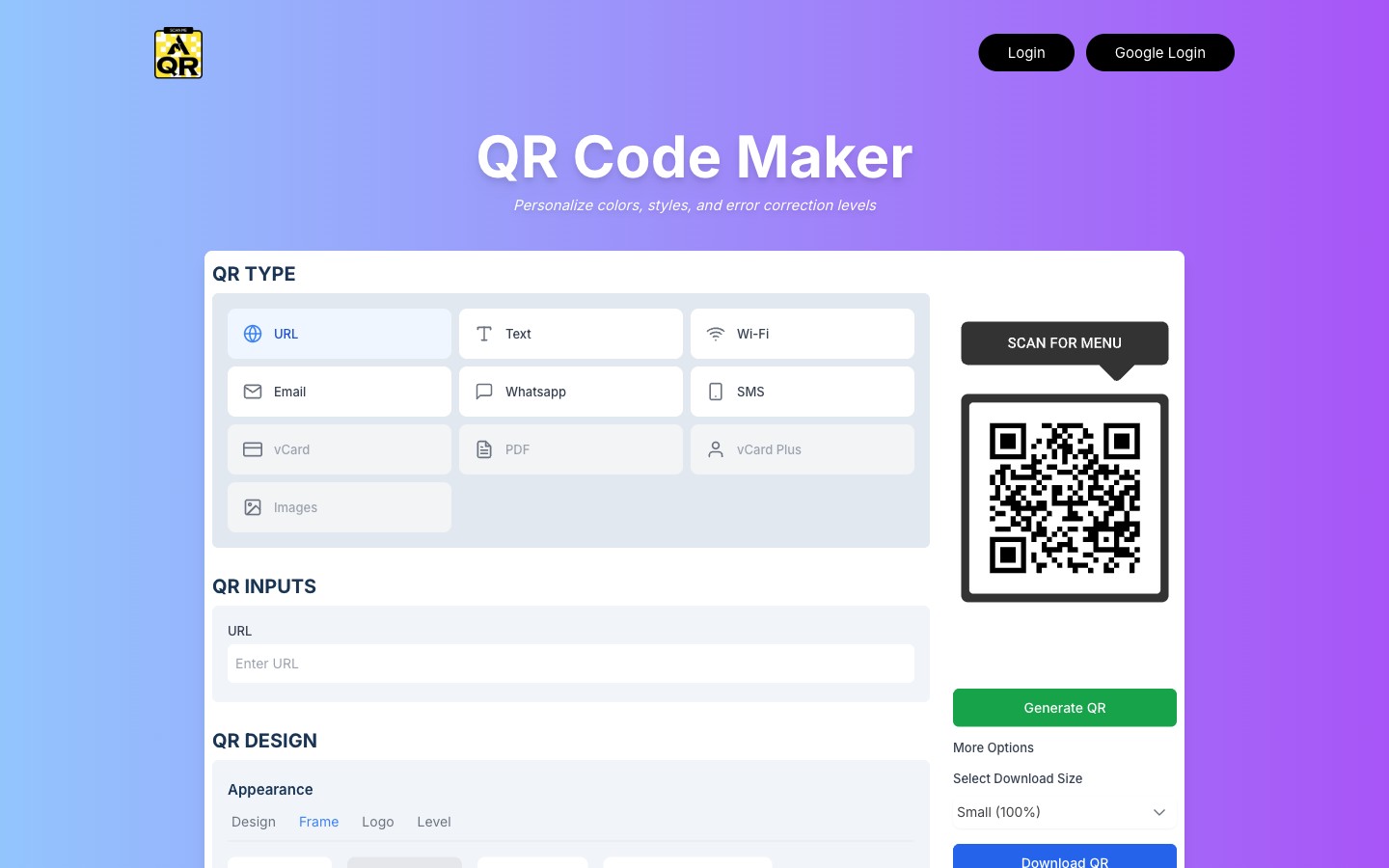 QR Online free QR code maker on a laptop