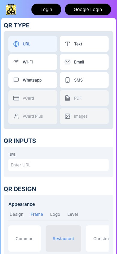 QR Online QR code maker on a phone