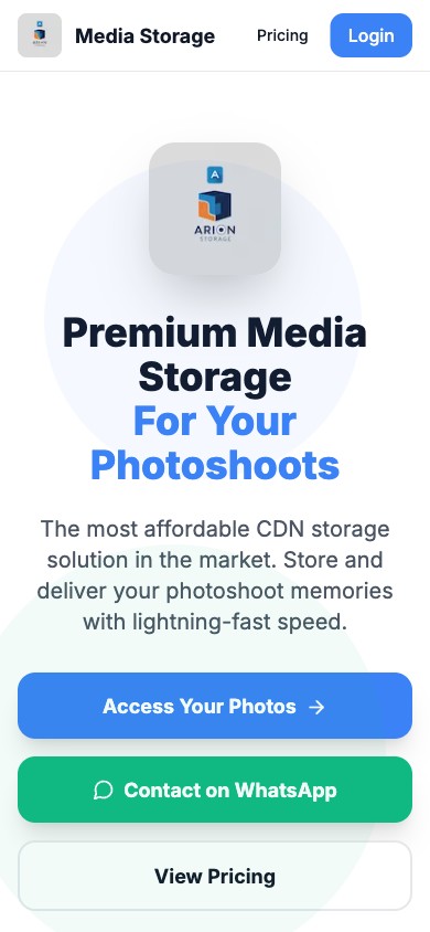 Tech Arion Media Storage running as an installed app on a phone